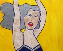 Textured painting girl with basketball